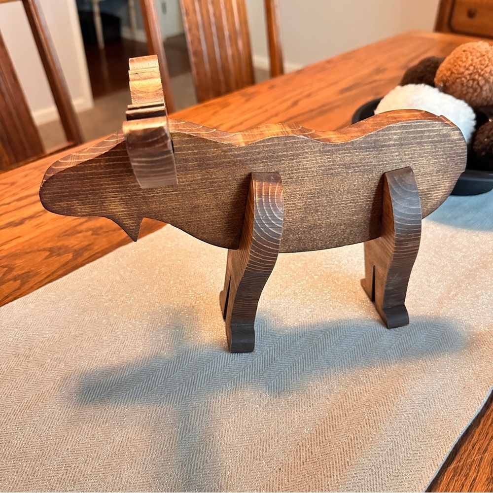 Handmade wooden moose decor